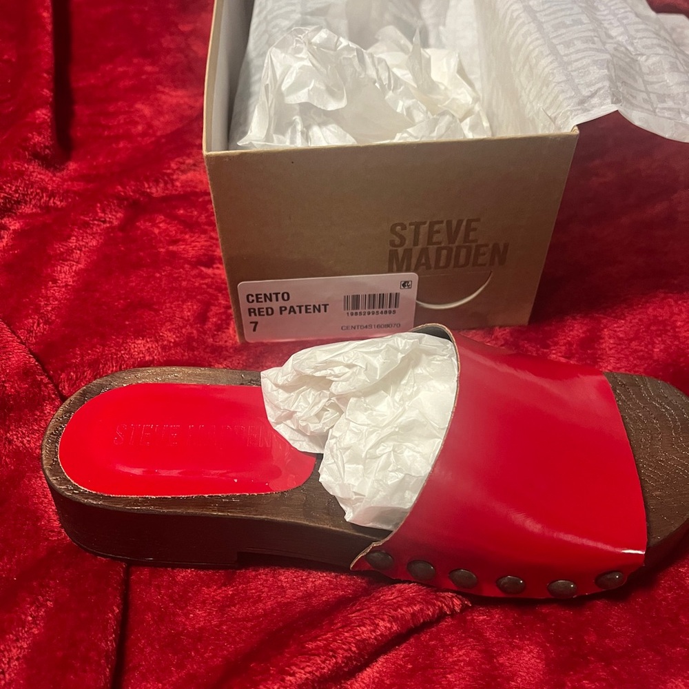 Steve Madden Red Patent Mules